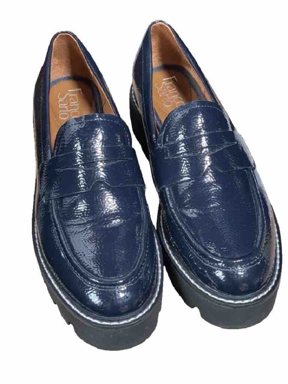 Franco Sarto Balin Patent Leather Lug Sole Chunky Loafers Midnight Blue (Size: 7 - Picture 6 of 16